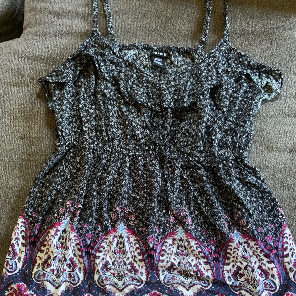 Spaghetti Strap Tank Top with Ruffle Hem